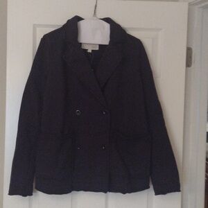 Anthropologie Navy Double-Breasted Pea Coat Jacket